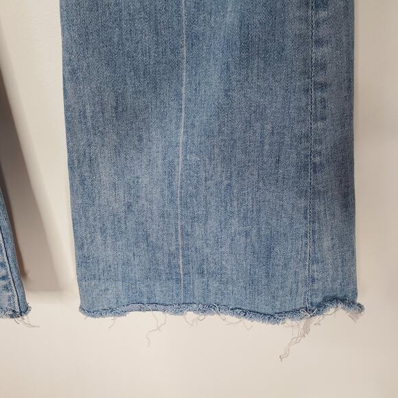 Mother The Weekender Fray Flared Jeans Dreamer Blue Denim Stretch USA Size 27 - Picture 6 of 11